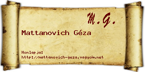 Mattanovich Géza névjegykártya