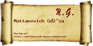 Mattanovich Géza névjegykártya